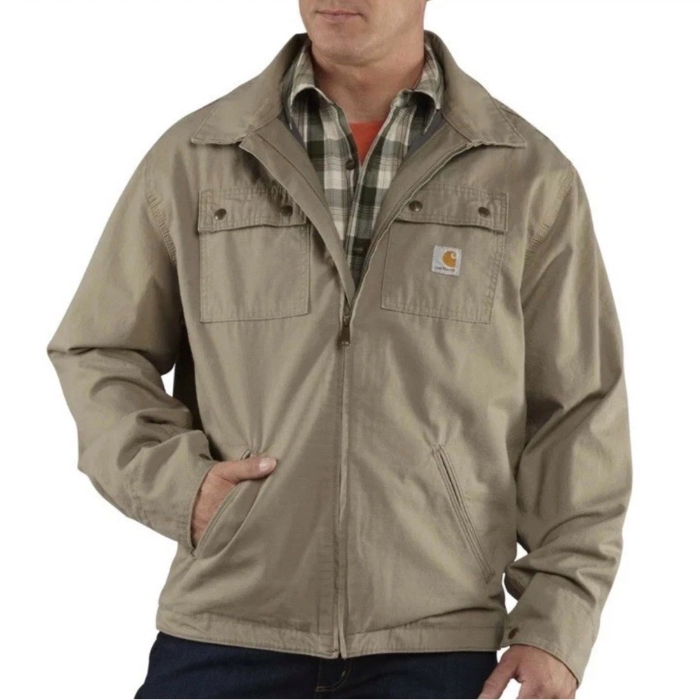 Carhartt Mens Ripstop Canvas Jacket Sz L flint Gray Chore Workwear 100257 251
